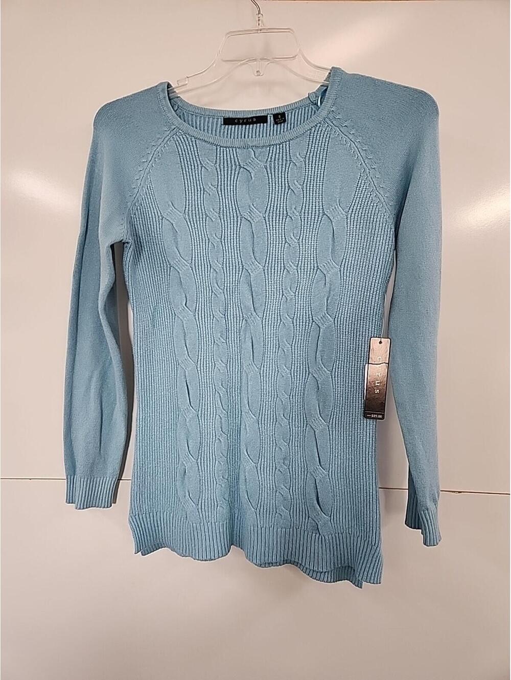 Women's Cyrus Sweater Size Small Light Blue Soft Cable Knit